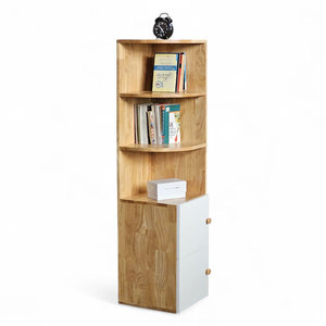 KGT68008 Corner Wall Cabinet 30x30x140cm Modern Style Rubber Wood MDF Extendable <b>Mirrored</b> Feature for Home Furniture Living Room - Product Image 1
