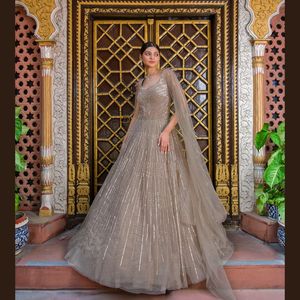 Nuevo vestido de boda de alta calidad para novias, red, secuencia intrincada, Beats, trabajo, adornos de diamantes, tradicional para fiestas - Product Image 3