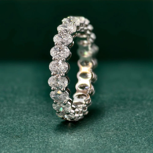 4 quilates corte ovalado laboratorio crecido diamante completo eternidad banda 14K oro blanco VS1 claridad D Color boda banda para mujer joyería - Product Image 5