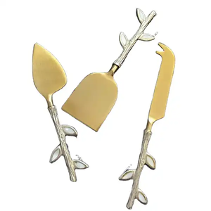 Juego de cubiertos de diseño elegante, juego de queso blanco y dorado recién llegado con mango de mármol, cocina decorativa hecha a mano - Product Image 4