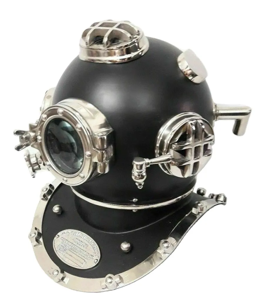 골동품 18 인치 빈티지 보스턴 마크 V 미국 해군 심해 해양 다이버 헬멧 해상 소박한 빈티지 홈 장식 선물