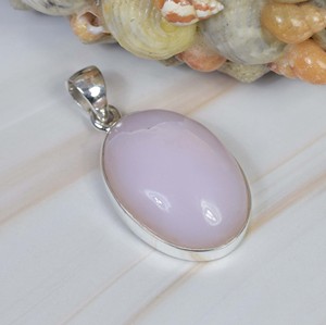 Elegante colgante de piedra de nacimiento de octubre de Plata de Ley 925 sólida con abalorio de ajuste de bisel de ópalo rosa - Product Image 3