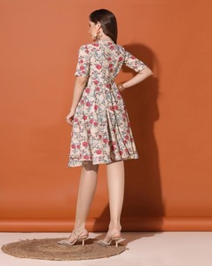 Vestido bohemio de algodón estampado a mano indio, ropa informal de verano Floral, cintura Natural, tejido ecológico hecho a mano perfecto - Product Image 2