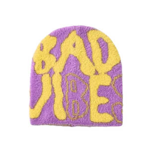 Bonnet tricoté en jacquard vintage de haute qualité Bonnet personnalisé pour femmes Chapeau d'hiver en acrylique avec logo personnalisé Bonnet Chapeaux - Product Image 2