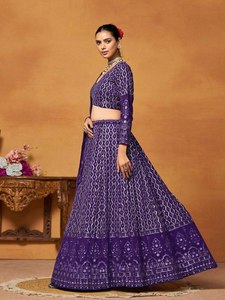 Modern Cultural Style Celebrity Inspired Faux Georgette Fabric Sequence Work Fancy Lahenga Choli With Cancan& <b>Canvas</b> Attach - Product Image 2