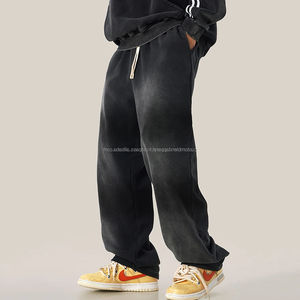 Pantalon de jogging oversize pour homme, délavé à l'acide, effet soleil, 100% coton mi-lourd, style vintage, coupe large et ample, pour l'hiver - Product Image 1