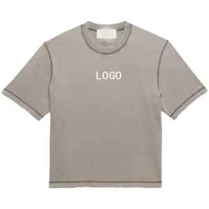 Camiseta recortada cuadrada para hombre con logotipo personalizado de 230 gramos, ropa de calle de alta calidad, Camiseta extragrande de algodón 100% para hombre - Product Image 6