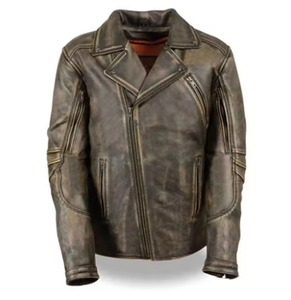 Chaqueta de motorista de cuero de vaca negra clásica Equipo de equitación protector duradero - Product Image 1