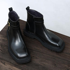 Bottines mi-mollet en cuir givré tendance avec boucle et design léger pour l'hiver et les soirées - Product Image 2