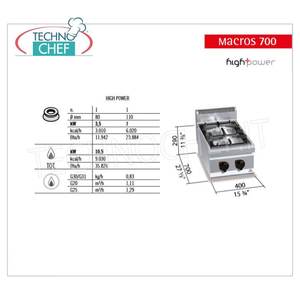 Table de cuisson à gaz 2 brûleurs, 10,5 kW - Product Image 2