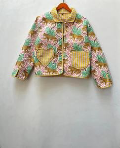 Veste matelassée à imprimé tigre de style bohème fait à la main, manteau en coton imprimé, taille XL, bouton plus proche, fonction respirante, cadeau de vacances - Product Image 3