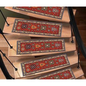 Soft Tones Printed <b>Rug</b>: Oushak Design, Red, Stair, Turkish, <b>Non</b> <b>Slip</b>,Goblen - Product Image 1