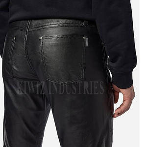 กางเกงหนังเอวสูงระบายอากาศสไตล์ลำลองของผู้ชายกางเกงแฟชั่นแบบตรง - Product Image 5