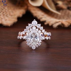 2.625TDW Marquise, Anillo de oro rosa con diamantes ovalados y redondos de Lab-Stone Forever Elegance Anillo de diamantes de color - Product Image 1