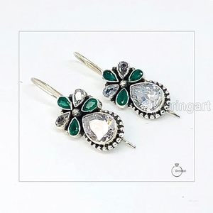 Women's <b>Drop</b> Earring Natural Green Onyx Gemstone December Birthstone Engagement Handmade Jewelry 925 Sterling Silver Earring - Product Image 1