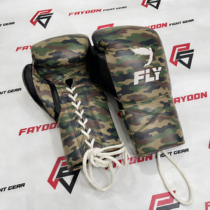 Guantes de Boxeo Negros con Cordones, Diseño Camuflaje, para Entrenamiento, Gimnasio, Kickboxing, Venta al Por Mayor OEM - Product Image 1