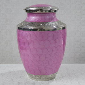 Urna de cremación metálica de aluminio elegante con diseño de bandas antiguas utilizada para mantener las cenizas de los humanos de forma segura - Product Image 5