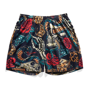 Short en maille de qualité supérieure respirant été Shorts de plage poches 100% Polyester matériel foncé Sublimation impression - Product Image 1