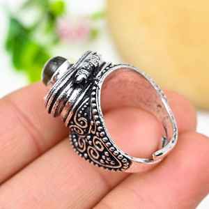 Bague boîte à pilules en labradorite, ajustable, argent sterling 925, boîte à message secret, bague artisanale, cadeau pour elle - Product Image 4