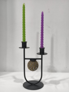 Portavelas giratorio único en metal negro con forma de globo redondo para sala de estar o dormitorio - Product Image 5