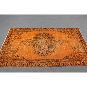 Tapis turc décoratif 3,7x6,4 pieds, tapis persan vintage orange - Product Image 3