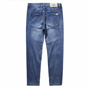 Pantalones vaqueros ajustados cónicos para hombre, pantalones vaqueros de algodón azules personalizados de fábrica OEM, ropa informal, Vaqueros cómodos - Product Image 2