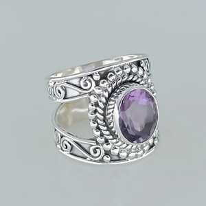Navya Craft 925 Sterling Silver Boho <b>Statement</b> <b>Ring</b> Handmade Amethyst Oval for Women Casual Sizes 4-13 for Christmas Anniversary - Product Image 4