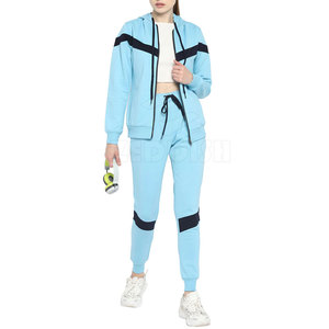 Conjunto de chándal informal para mujer de último diseño, fabricante de Pakistán, Sudadera con capucha de color sólido de poliéster/algodón, cuello levantado - Product Image 5