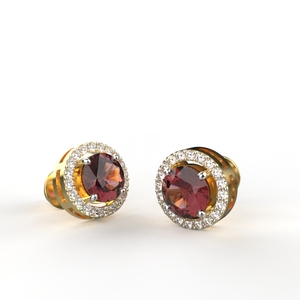 Avarta Jewellery 18K Oro amarillo Hallmarked Certified Diamond Ruby Stud Pendientes para niñas Mujeres - Product Image 1