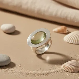 Anillo de Plata 925 con Prehnita para Mujer, Elegante Accesorio de Joyería - Product Image 2