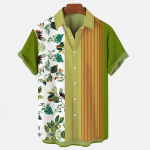 Cárdigan de un solo pecho con estampado de contraste de hojas de plantas, camisa Floral a la moda, Tops informales para oficina de vacaciones para mujer - Product Image 6