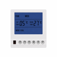 AC817F Digital 3 Kecepatan RS485 Penghemat Energi Fan Coil 2/4pipa Termostat Dinding Persegi 220V Tahan Api PC+ABS Apartemen