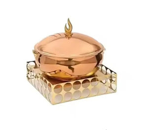 <b>Top</b>-Quality Metal Casserole with Classic Strip Design Mother of Pearl Inlay for Exclusive Hotel Tableware and Kitchen Accessory - Product Image 4