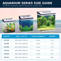 Aquarium en verre pour poissons, aquarium de bureau en verre courbé à chaud avec écran numérique, éclairage LED et système de filtration intégré