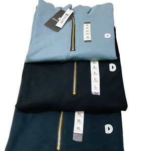 Demi-fermeture éclair col montant hiver sweat pull hommes 100% coton polaire Premium avant Logo athlétique - Product Image 5