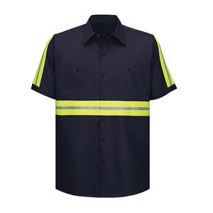 Chemises de sécurité à manches courtes réfléchissantes pour hommes et femmes, chemises de travail de construction, bas noir, durables et respirantes - Product Image 5