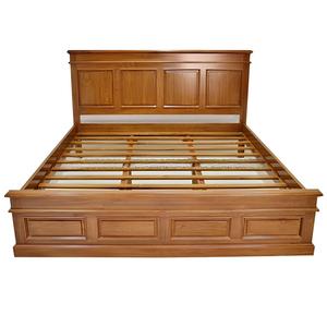 Cadre de lit plateforme traditionnel en chêne massif avec tête et pied de lit pour chambre à coucher de taille Queen, usage domestique - Product Image 1