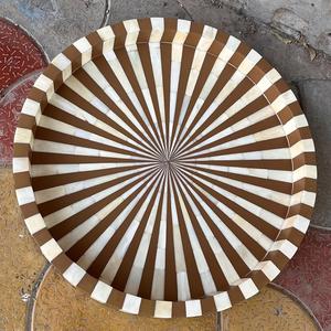 Luxurious Bone Inlay Food Serving Round Platter Table Displaying <b>Chocolates</b> Dry Fruits Festive Food Catering Decorative Platters - Product Image 6