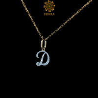 Collier pendentif de luxe en or plaqué 18 carats avec diamant naturel lettre Initial D 0,23 ct taille brillant, clarté VVS, couleur EF, IGI