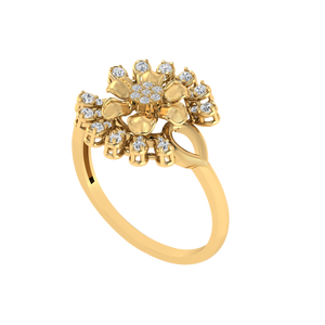 Bague florale en argent sterling 925 pur, plaquée or avec rhodium/or jaune/or rose, incrustation de 29 pierres en zircone cubique, 1,5 g - Product Image 3