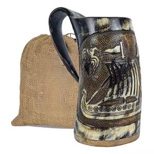 แก้วมัคคู่2025รูปเขาควายขายดีแก้วทรงแตรแก้วมักดื่มแบบไวกิ้งธรรมชาติ - Product Image 6