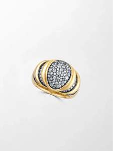 Bague en or jaune 18 carats Charmante Mooncrest avec 128 diamants ronds cultivés en laboratoire de 1,13 carat GH-VS, bijoux très demandés - Product Image 6