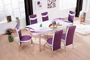 Modern 6-Piece <b>Dining</b> Room Set with Extendable <b>Foldable</b> Wood Frame Tempered Glass <b>Table</b> Red <b>Chairs</b> <b>for</b> Home Use - Product Image 6