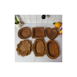 Panier à fruits en rotin tressé, plateau de service rustique pour pain et en-cas - Product Image 1