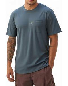 Camisetas de manga corta con cuello redondo de moda informal de algodón transpirable para hombre, cómodas, lisas, suaves y ligeras de verano - Product Image 2