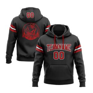 Direct From the Industry Custom Stitched Crocheted Black Red-<b>White</b> Winter Football Pullover <b>Sweatshirt</b> Hoodie - Product Image 1