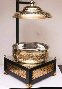 Round Gold Visible Top Chaffing Dishes Buffet Set Stainless Steel for Restaurant Catering Buffet Gold <b>Saving</b> Dish Food Warmer - Product Image 4