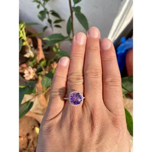 Amethyst Cushion Cut <b>Ring</b> 925 Sterling Silver Handmade Gemstone Jewelry Wholesale Supplier - Product Image 6