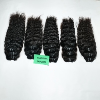 Extensions de cheveux humains vierges indiens Remy de haute qualité, cuticules alignées, bouclées, couleur noire, lisses, vente en gros