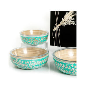 Ensemble de 3 bols de service en bois et verre Vaisselle élégante pour mariages événements Resorts et cuisine - Product Image 4